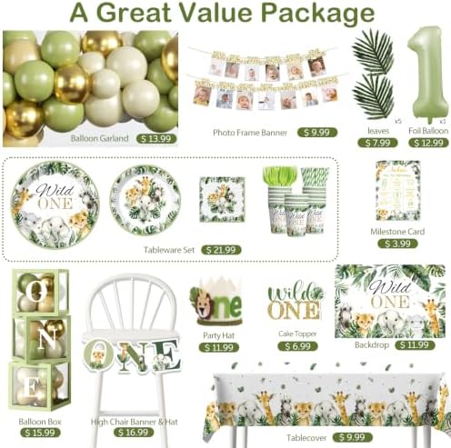 cocomigo 237pcs Wild One Birthday Decorations Complete Party Set, 20 Guests - Image 3