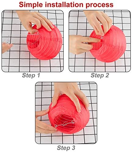 30 Pack Red Paper Lanterns 4" 6" 8" 10" 12" Assorted Sizes, CBTONE Red Hanging Round Lanterns Decorative Chinese Paper Lanterns for Birthday Wedding Baby Shower Festival Christmas Party Decoration - Image 4
