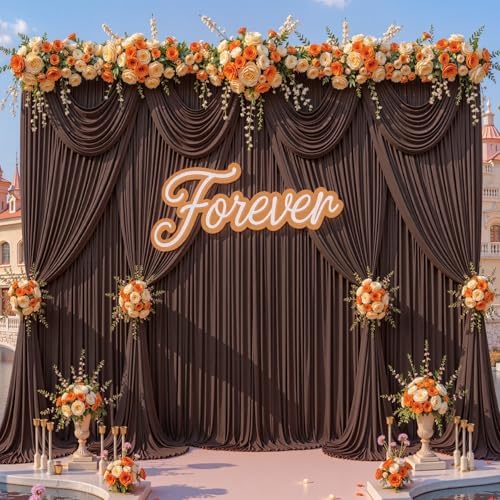 10x15ft Brown Backdrop Curtains for Parties Wedding Photo Wrinkle Free by Suppromo