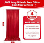 20x10ft Shimmer Red Sequin Backdrop Curtain for Parties, Thick Wrinkle Free Glitter Backdrop Drapes Photo Back Drop Curtains for Birthday Wedding Christmas Photography Background-4 Panels 5x10ft - Image 6