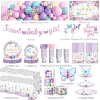 257Pcs Butterfly Baby Shower Decorations, All-in-One Set for 20 Guests - Image 2