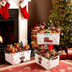CHENGU 6 Pack Christmas Storage Basket Collapsible Christmas Basket for Gifts Highland Cow Holiday Decor Large Red Truck Bin Foldable Xmas Tree Box with Handle for Bedroom Office Home - Image 5