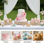 Goaste 3 Pack Crystal Cake Display Stand with Mirror, 14" 12" 10" Metal Pedestal Gold Round Cake Plate Stand, Dessert Cookies Fruit Serving Tray with Shining Crystal Beads for Wedding, Birthday Party - Image 7