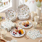 Wildflower Party Decorations, Paper Plates Napkins Cups Serve 50, Green - Image 4