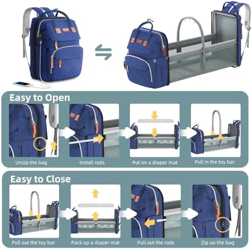 ISMGN Diaper Bag Backpack, Large Diaper Bag, Baby Bag for Mom, Navy Blue - Image 5