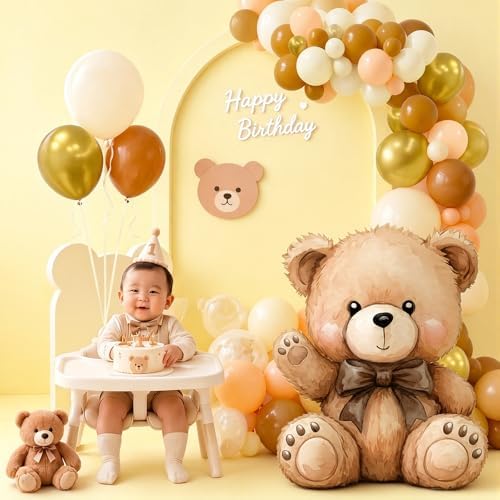 Mifoci 121 Pcs Brown We Can Bearly Wait Baby Shower Decoration 35x30'' Large Bear Cardboard Cutout Standup with 120 Balloon Teddy Bear Baby Shower Decor for Gender Reveal Birthday Party Photo Backdrop - Image 4