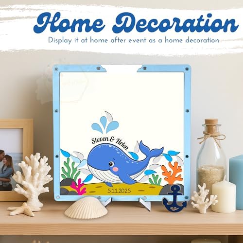 Wedding Guest Book Alternative, Personalized Whale Beach Ocean Keepsake - Image 5