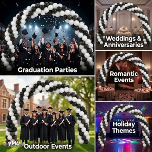 PMU DIY Professional Balloon Arch Deluxe Kit (Black and White) Balloon Garland for Party Decoration, Decoration Kit for Birthday Party, Wedding, Graduation, Baby Shower (41688-61646) Pkg/1 - Image 7