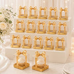 Gerrii 100 Pcs Clear Plastic Individual Cupcake Boxes 3.5" Single Cupcake Containers Transparent Ornament Gift Box with Inserts and Ribbon for Wedding Baby Shower Party Favor(Gold) by Gerrii