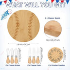 Honeydak 49 Pcs Baseball Baby Shower Prizes for Game Players 6 Sets Cheese Board Fork Knives Coasters Towel Potted Plant Thanks Card Gift Bag for a Little Slugger is on the Way Baby Shower Favors - Image 2