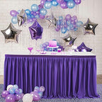 14ft Purple Table Skirt for Rectangle Tables Polyester Table Skirt Desk Skirts Ruffle Table Skirt Cloth for Birthday Party Banquet Purple Theme Party Wedding Bridal Shower Table Skirts by LittleFunny