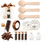 JarThenaAMCS 36 Sets Coffee Baby Shower Favors for Guests Wooden Spoons Mini Coffee Glass Jars Thank You Stickers Brown Ribbon and Bags for Gender Reveal Party Souvenirs by JarThenaAMCS