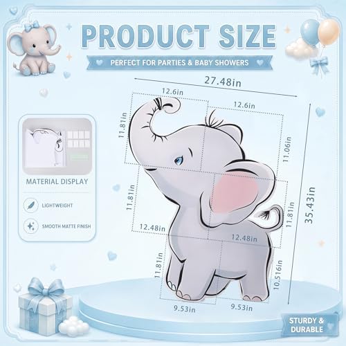Blue Elephant Sign Baby Shower Decorations, 35'' Large Elephant - Image 2