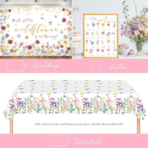 Party Inspo Wildflower Baby Shower Decorations, Baby Shower Decorations for Girl, Wild Floral Baby Shower Decorations, A Little Wildflower is On The Way Baby Shower Backdrop Balloon Cupcake Topper - Image 5