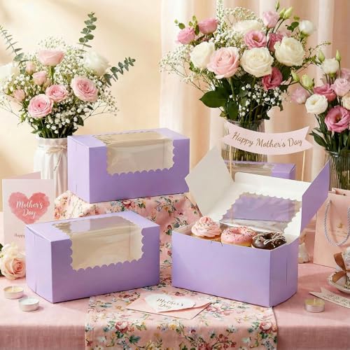 Ireer 60 Pcs 8x4x4 Inch Bakery Boxes with Window for Bread, Purple - Image 6