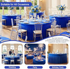 2 Pack Royal Blue Table Cloth for 5FT Round Tables, Fitted Spandex 120 inch Round Tablecloth, Wrinkle Free Table Skirt for Receptions Birthday Photography Social Events Engagement Party Decorations - Image 4
