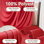 50×12ft Wrinkle Free Red Backdrop Curtain for Wedding Parties,10 Panels 5×12ft Long Soft Silky Polyester Backdrop Drapes Red Photo Back Drop Curtains for Photography Stage Christmas Background Cloth - Image 2