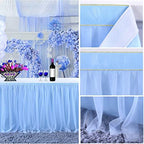 Suppromo 14ft Baby Blue Tulle Table Skirt for Baby Shower Boy Light Blue Tutu Table Cover for Birthday Party Baby Shark Gender Reveal Boy Elephant Theme Cake Table Decorations - Image 6