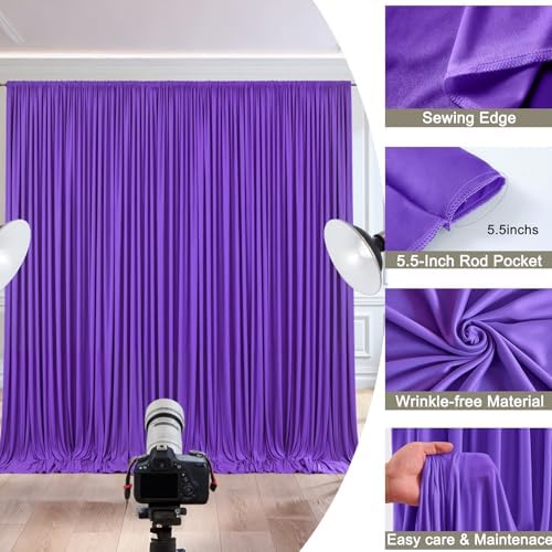 10x10ft Purple Backdrop Curtain for Wedding Parties Wrinkle Free Fabric Purple Drapes Backdrop Decoration for Baby Shower Birthday Photography Decoration 2 Panels, 5ft x 10ft - Image 4