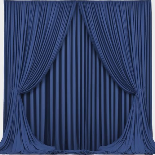 Navy Blue Backdrop Curtains - Wrinkle-Free Polyester Photography Drapes for Wedding, Baby Shower, Birthday, Graduation Party Decorations - 16 X 10FT by WishCare