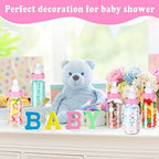 60 Pcs 4.5 Inch Baby Mini Milk Bottle Baby Shower Favor Fillable Feeding Bottle Candy Box Small Plastic Candy Container DIY Gift for Boy Girl Newborn Baptism Party Decor (Pink) - Image 5