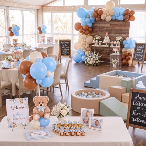 6 Sets Bear Baby Shower Decorations, Centerpieces,Blue - Image 4