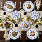 LIYH 60Pcs Blue White Floral Plastic Plates Dinnerware Set for Wedding - Image 7
