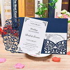 FOMTOR Laser Cut Wedding Invitation Cards Set w/Envelopes & Inserts & Seals – for Wedding, Bridal Shower, Graduation, Birthday Party, Engagement, Anniversary Blue 40Pcs by FOMTOR