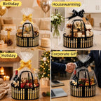 6 Set Bamboo Gift Basket Empty Bulk, Foldable Woven Basket for Gifts Empty - Image 6