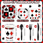 350 Pcs Casino Paper Plates and Napkins Set Disposable Serve 50 - Image 3