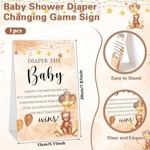 RoundFunny 33 Pcs Baby Shower Diaper Changing Game Supplies, Bear - Image 2