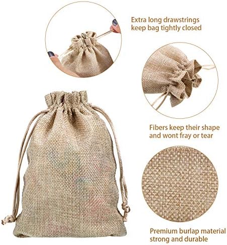 Shappy 50 Pcs 5 x 7 Inch Organza Burlap Bag with Drawstring, Flaxen - Image 3