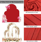 Set of 3 Metal Arch Backdrop Stands with Red Covers, 6/6.6/7.2FT - Image 4