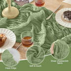 6 Pack Sage Green Cheesecloth Table Runner Boho Gauze Home Decor - Image 3