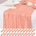 24 Pack Coral Table Runner 10Ft Cheesecloth Table Runner Rustic Gauze Table Runners Romantic Long Sheer Fabric Cheese Cloth Table Runners for Wedding Party Bridal Baby Shower by Lumaycens