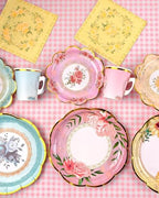 48 Set Vintage Floral Tea Cups ＆ Saucers Disposable Tea Party Supplies - Image 4