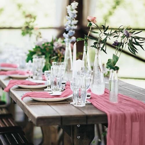 20 Pack Cheesecloth Table Runner 17 x 108 Inch, Dusty Rose - Image 6