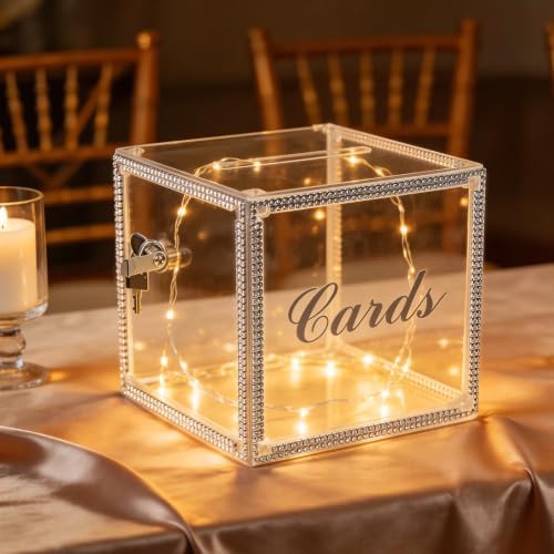 Clear Acrylic Wedding Card Box with Lock and Slot for Reception by Koyretyu