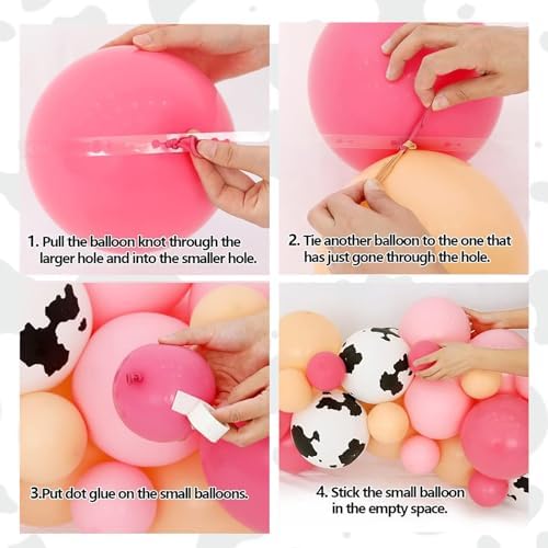 Cowgirl Pink Balloons Arch Garland Kit, Cow Print Farm Animal Balloons for Bachelorette Party, Birthday Party Baby Shower Bridal Shower Wedding Supplies Cow Theme Party Decorations-Pink - Image 4