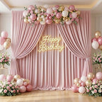 10ftx10ft Dusty Pink Backdrop Curtain for Wedding Parties, Wrinkle Free Silky Polyester 2 Panels Draping Fabric Photo Backdrop Drapery Back Drop Cloth for Birthday Photography Background Photoshoot by High-ImpactVisuals