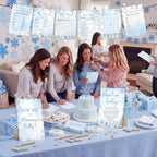 Funnymoom 426 Pcs Blue Snowflake Baby Shower Games Decor, 8 Set, 50 Guest - Image 6
