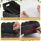 Fuyoooo 8 Pack Black Basket for Gifts Empty to Fill, 10" x 8" Thick Sturdy Kraft Scalloped Edge Gift Basket with Handle, 8 Wrap Bag 8 Bow 16 Tissue Paper for Christmas Wedding Birthday Wrapping Gift - Image 4
