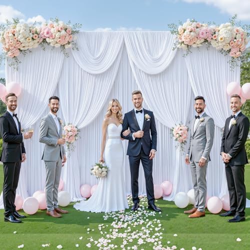 40ft x 12ft White Backdrop Curtains Wrinkle Free Backdrop Curtain for Wedding Parties White Fabric Backdrops Drapes Back Drop Cloth Bridal Shower Stage Curtains Wedding Decorations for Reception - Image 3