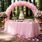 1-Pack Pink 2-in-1 Tulle Tablecloth for 6-Foot Rectangular Table - Image 4