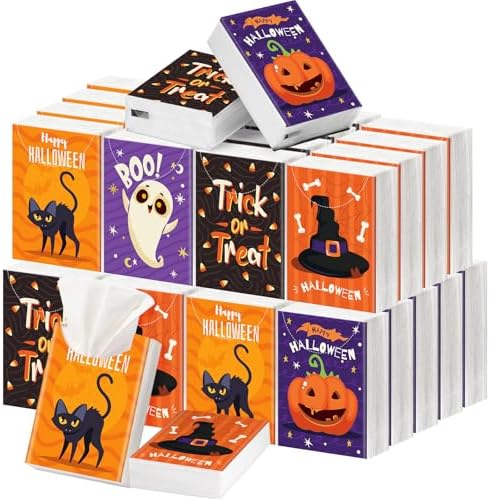 Outus 50 Pack Small Halloween Pocket Tissues Travel Packs Bulk by Outus