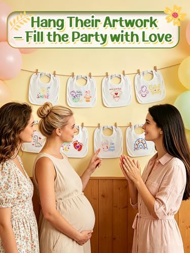 All-in-One Baby Shower Games for Guests, DIY Bib Decorating Kit, 24 Sets - Image 6