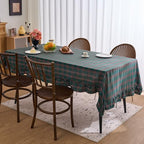 vctops Christmas Green Plaid Ruffle Table Cloth, Farmhouse Cotton Linen Tablecloth, Washable Table Cover for Rectangle Table Baby Shower Kitchen Party Wedding Decor (Dark Green,70"x118") - Image 3