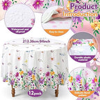 Ganeen 12 Pcs Wildflower Plastic Tablecloth 84 in Spring Round Tablecloths - Image 3