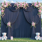50ft x 12ft Navy Blue Backdrop Curtains Wrinkle Free Backdrop Curtain for Wedding Parties Blue Fabric Backdrops Drapes Back Drop Cloth Bridal Shower Stage Curtains Wedding Decorations for Reception - Image 2