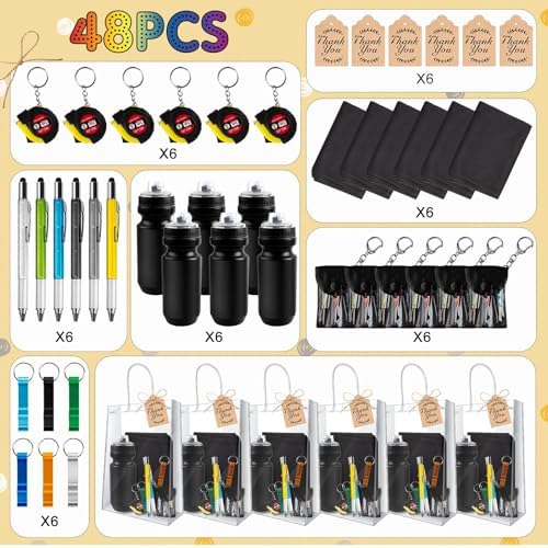 Denylo pro 48 Pcs Baby Shower Prizes for Men with Kettle Ruler Pen Cooling Towel Tool Kit Bottle Opener Cardboard Hemp Rope Plastic Bag for Baby Shower Game Winners Men Bachelor Party - Image 3